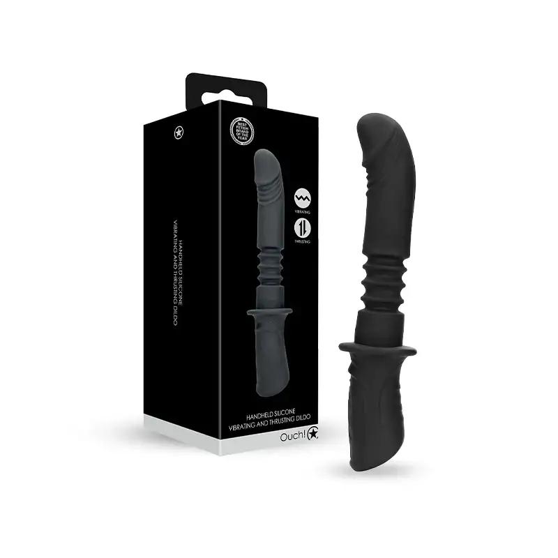 SHOTS Ouch! Hand Held Vibrating and Thrusting Sex Machine Black high-performance handheld sex machine with vibration and thrusting function for adult play Singapore