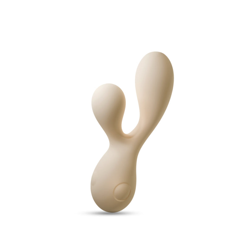 Galaku Y-shaped silicone vibrator with dual rounded ends in a soft cream finish