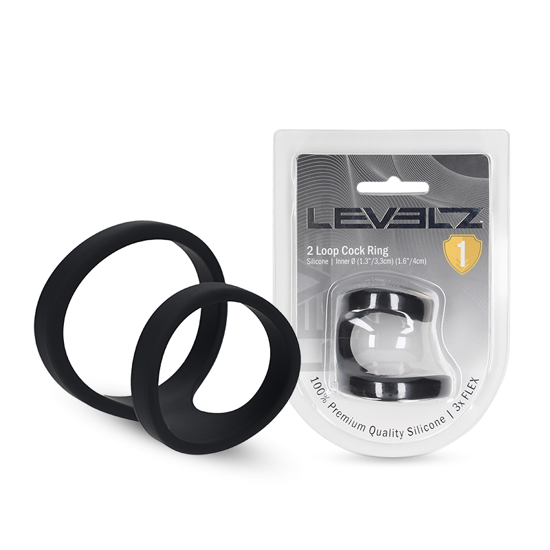 LEVELZ 2-Loop Silicone Cock Ring Black dual-loop silicone ring designed for enhanced support and interactive adult stimulation Singapore
