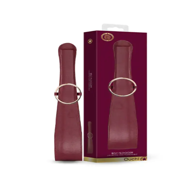 SHOTS Ouch! Belt Flogger Burgundy durable leather flogger for adult BDSM play accessory Singapore