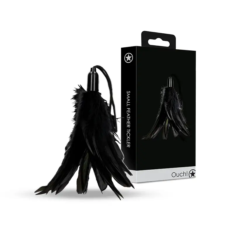 SHOTS OUCH! Small Feather Tickler soft black feather tip gentle sensation adult sensory toy Singapore
