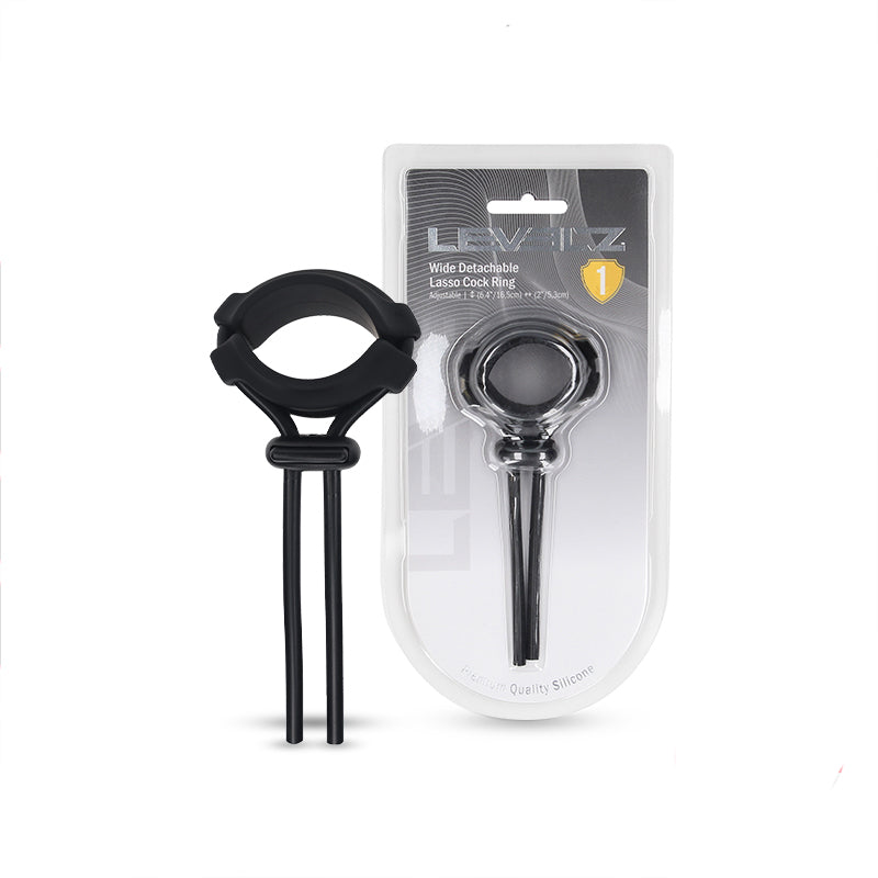 SHOTS LEVELZ  Detachable Wide Adjustable Silicone Lasso Cock ring - 5mm - Black