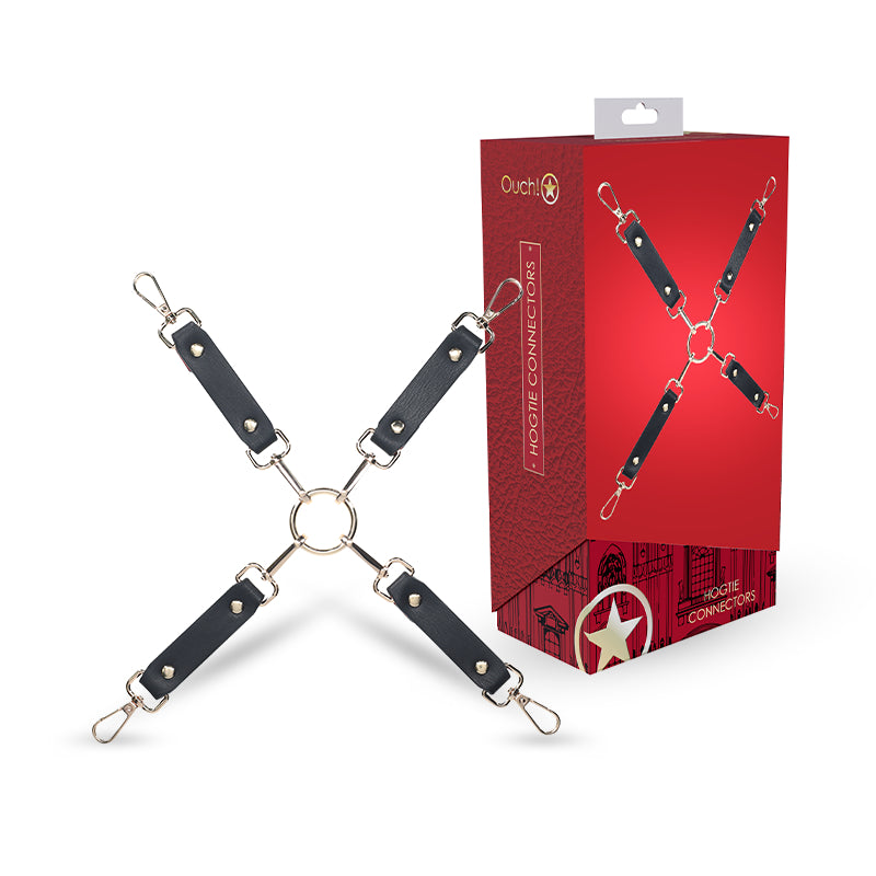 Generic Adjustable Hogtie Restraint Set Black X-shaped restraint system with metal connectors for adult bondage accessory Singapore