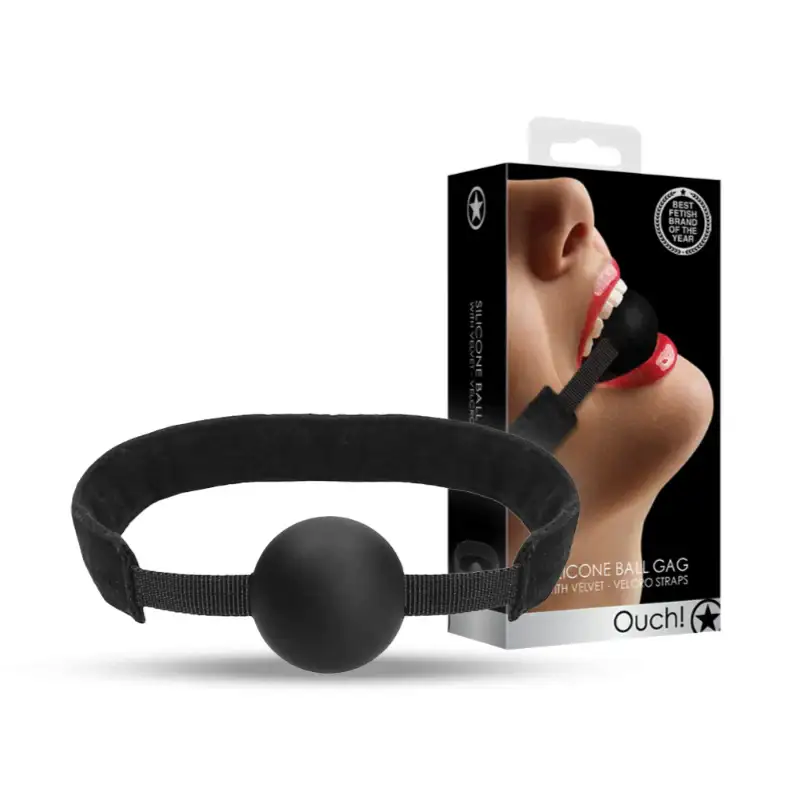 SHOTS Ouch! Adjustable Silicone Ball Gag Black silicone ball gag with adjustable straps for secure and comfortable adult restraint play Singapore