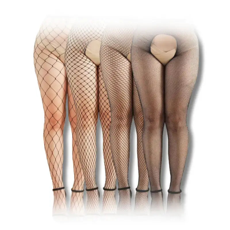 Stockings - 4 Pcs Sexy Fishnet Lady Lingerie Open‑Crotch Pantyhose with High Waist Hollow Mesh - Frisky Business Adult Sex Toys Shop