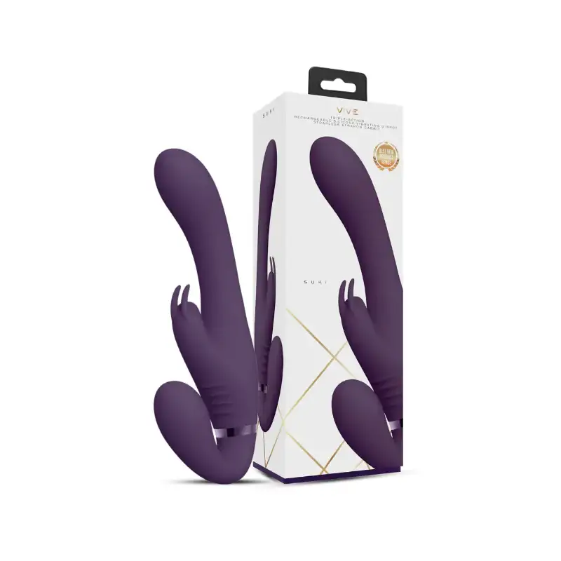 SHOTS Suki Vibrating Strapless Strap-on Rabbit Purple Innovative strapless design with dual rabbit stimulation for adult pleasure Singapore