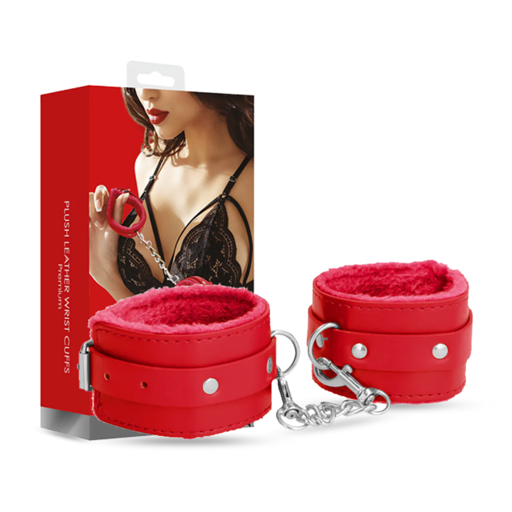 SHOTS - Plush Leather Handcuffs - Red