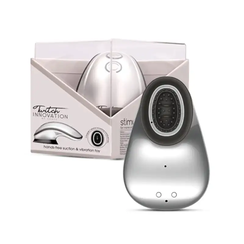 SHOTS Twitch Handsfree Suction and Vibration Toy Silver Handsfree design with powerful suction and vibration for precise adult pleasure Singapore