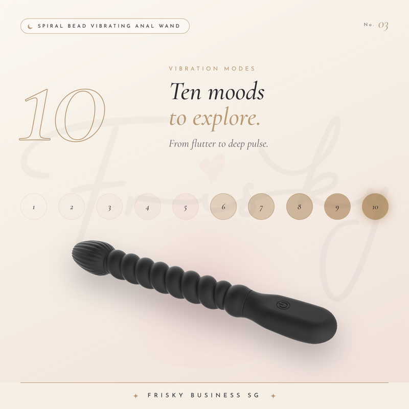 Ten moods to explore graphic with the beaded wand and a row of ten dots