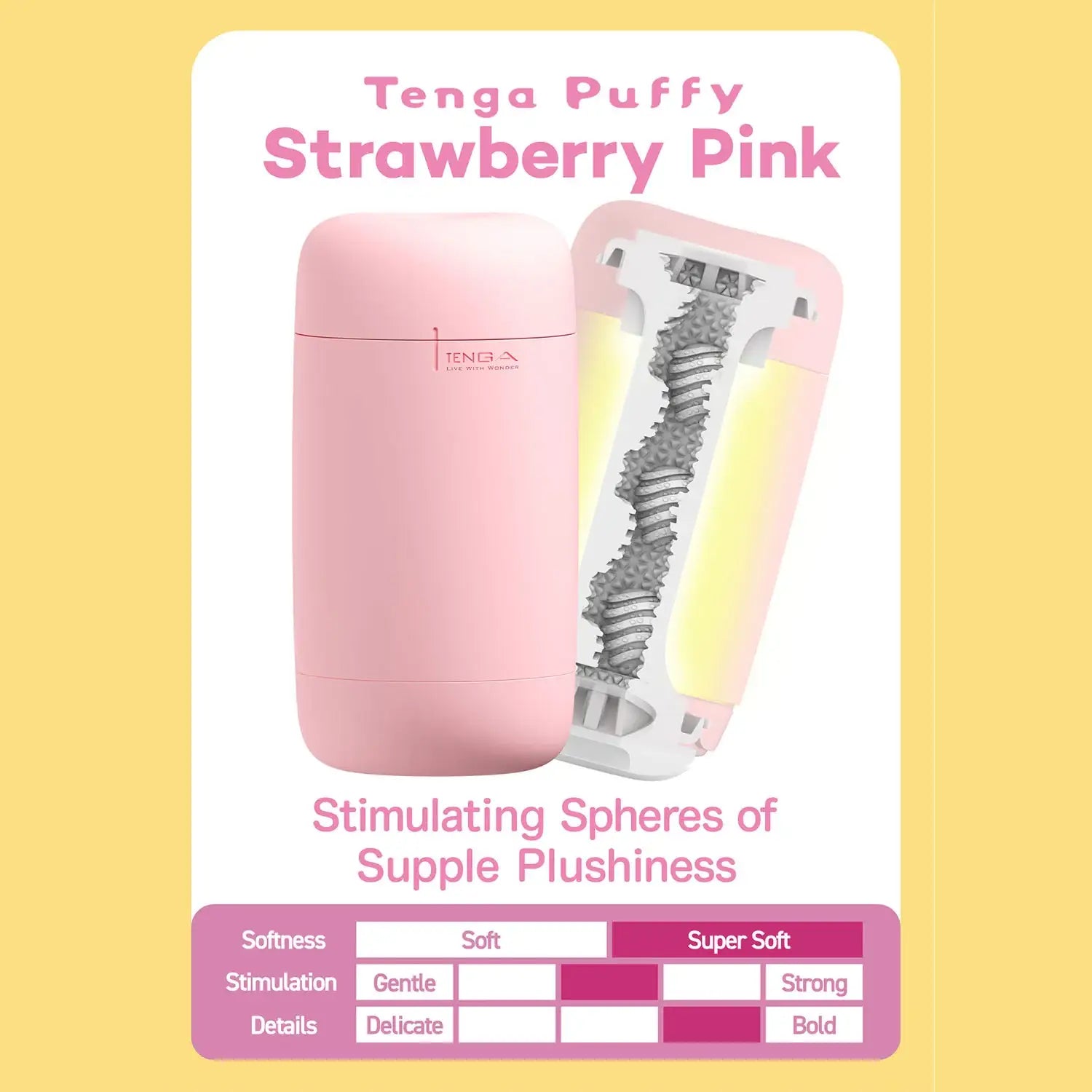 Tenga Puffy Strawberry Pink Ergonomic Shape Lightweight Reusable Personal Pleasure Device Singapore