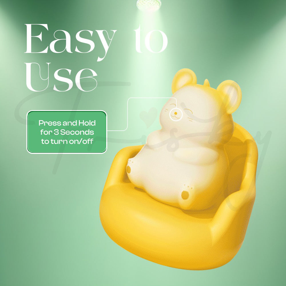 Suction vibrator night light with text on a green background