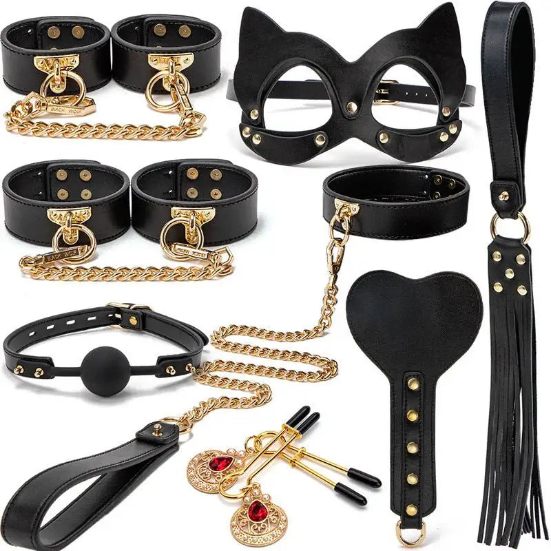 BDSM - 8 Piece Leather BDSM Set - Frisky Business Adult Sex Toys Shop