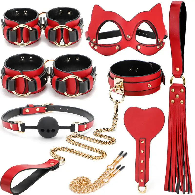 BDSM - 8 Piece Leather BDSM Set - Frisky Business Adult Sex Toys Shop