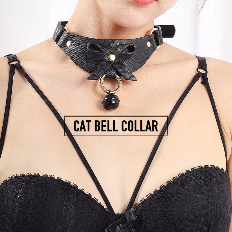 BDSM - Leather Cat Bell Collar - FRISKY BUSINESS SG