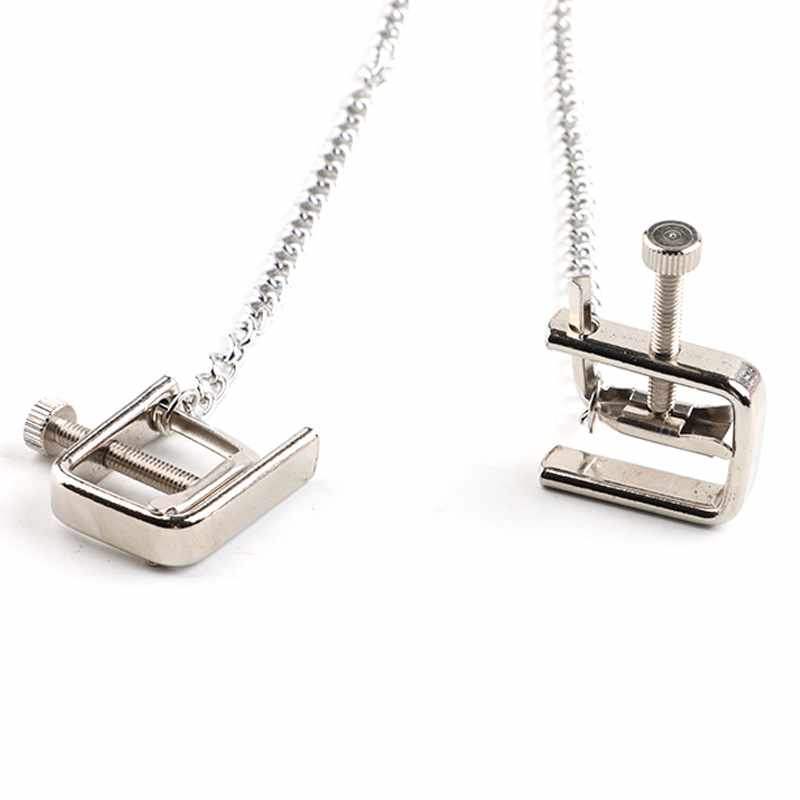 BDSM - Sexy Non-Piercing Adjustable Nipple Clamps & Chains - Frisky Business Adult Sex Toys Shop