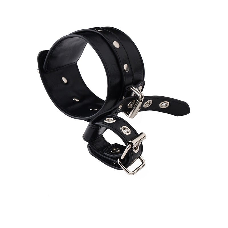 BDSM - Wrist to Thumb PU Leather Cuffs, Bondage Restraint - FRISKY BUSINESS SG
