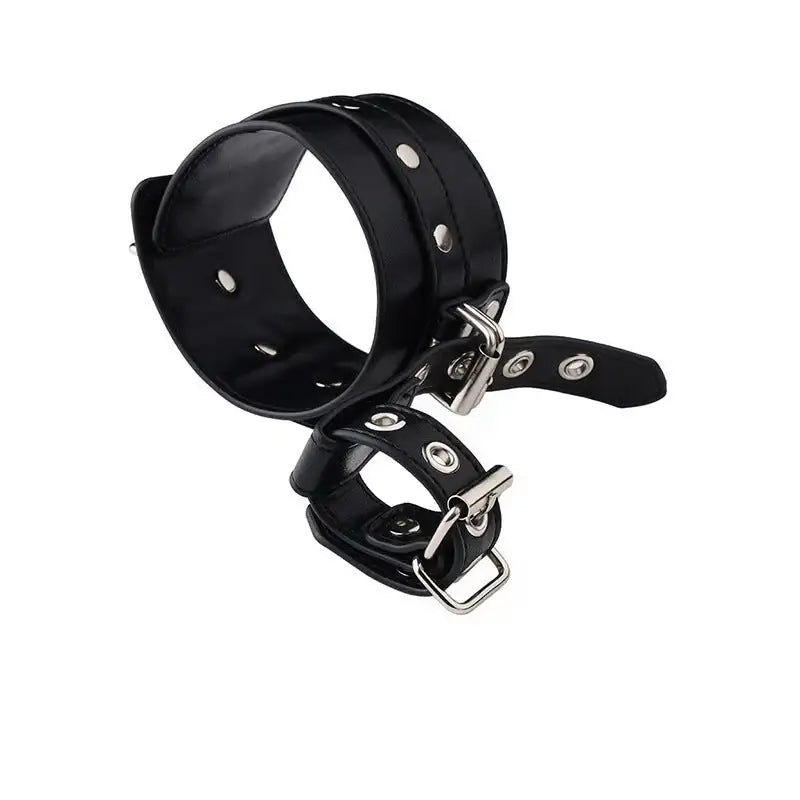 BDSM - Wrist to Thumb PU Leather Cuffs, Bondage Restraint - Frisky Business Adult Sex Toys Shop
