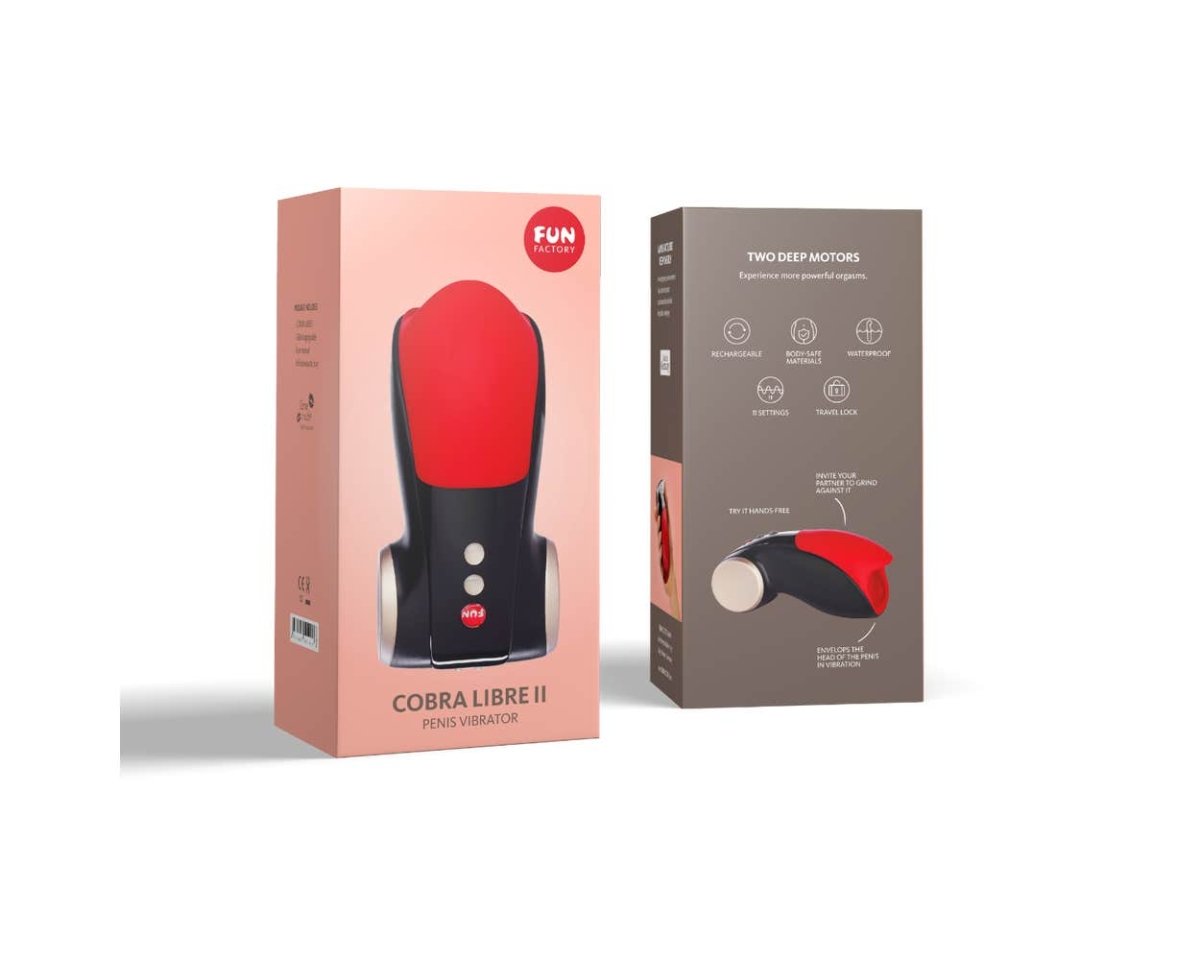 Fun Factory Cobra Libre II - Rechargeable Male Vibrator - Red - FRISKY BUSINESS SG