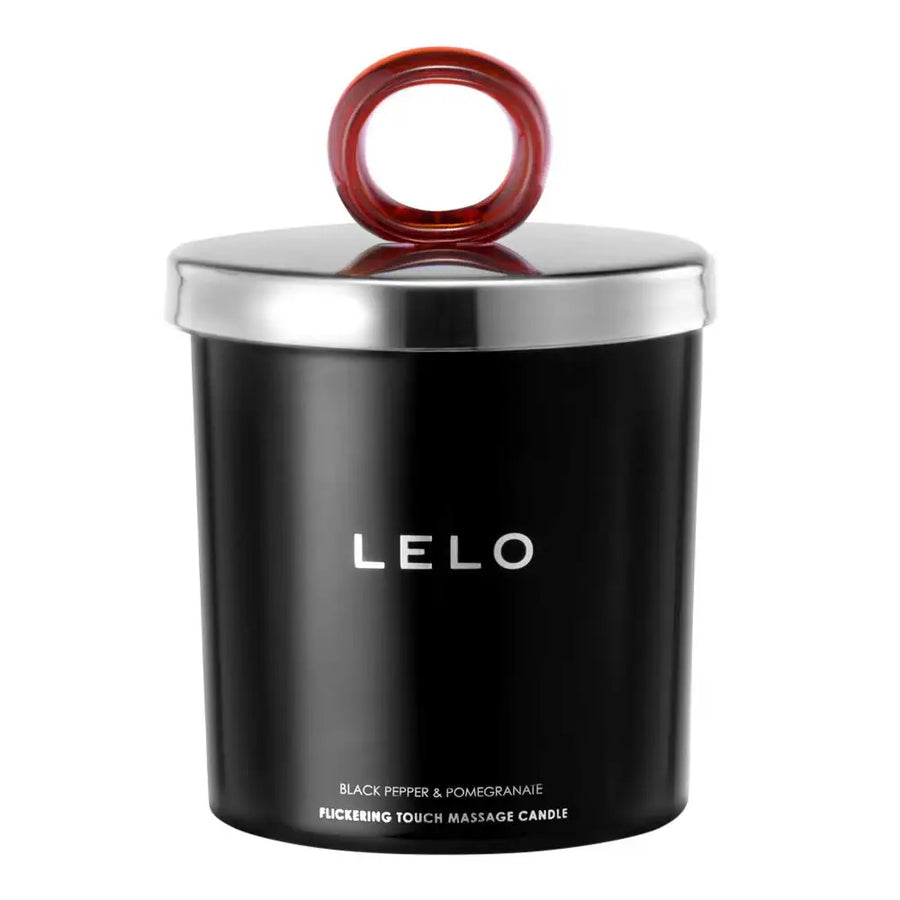 LELO Flickering Touch Massage Candle Black Pepper & Pomegranate scented massage candle with flickering flame for relaxation and sensory indulgence Singapore