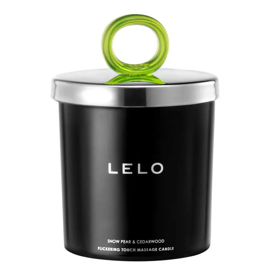 LELO Flickering Touch Massage Candle Snow Pear & Cedarwood luxury scented massage candle with soft flickering flame for relaxation Singapore