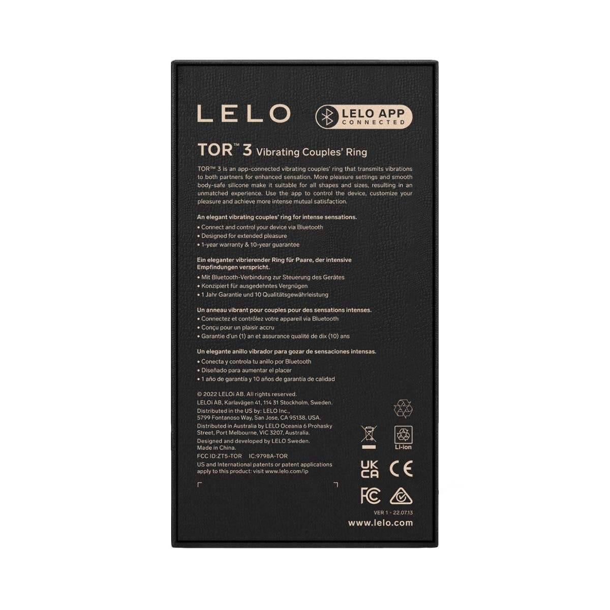 LELO Tor 3 App Controlled Vibrating Ring discreet wearable massager quiet motor sleek ergonomic shape Singapore